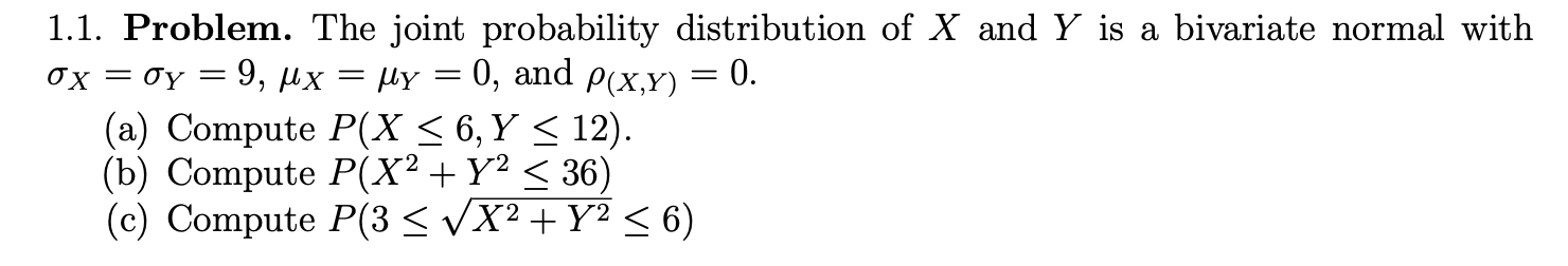 Solved 1.1. Problem. The joint probability distribution of X | Chegg.com