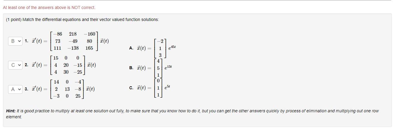 Solved At least one of the answers above is NOT correct. (1 | Chegg.com