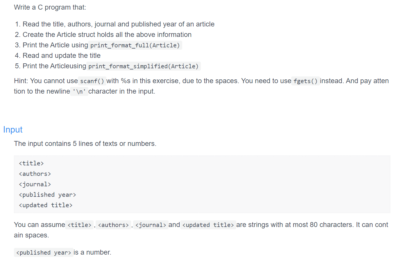 Solved Write a C program that: 1. Read the title, authors, | Chegg.com