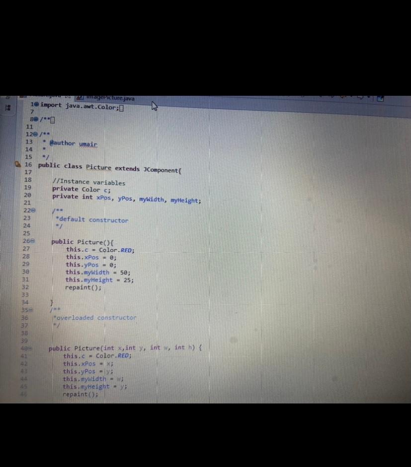 magpicture.java 18 import java.awt.Color: 8@ /** 7 | Chegg.com