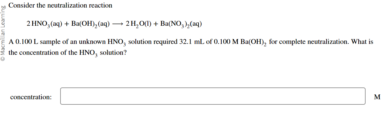 Solved Consider the neutralization reaction | Chegg.com