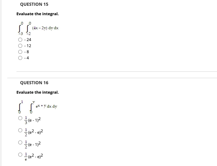 Solved QUESTION 15 Evaluate the integral. | Chegg.com