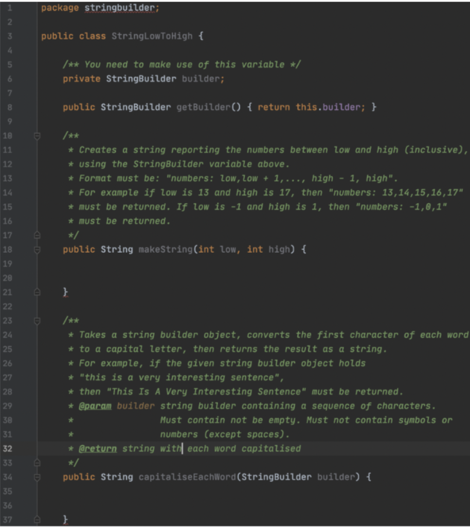 Solved Java String Builder Implement the functions public | Chegg.com image.