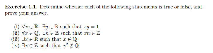 Solved Exercise 1.1. Determine whether each of the following | Chegg.com