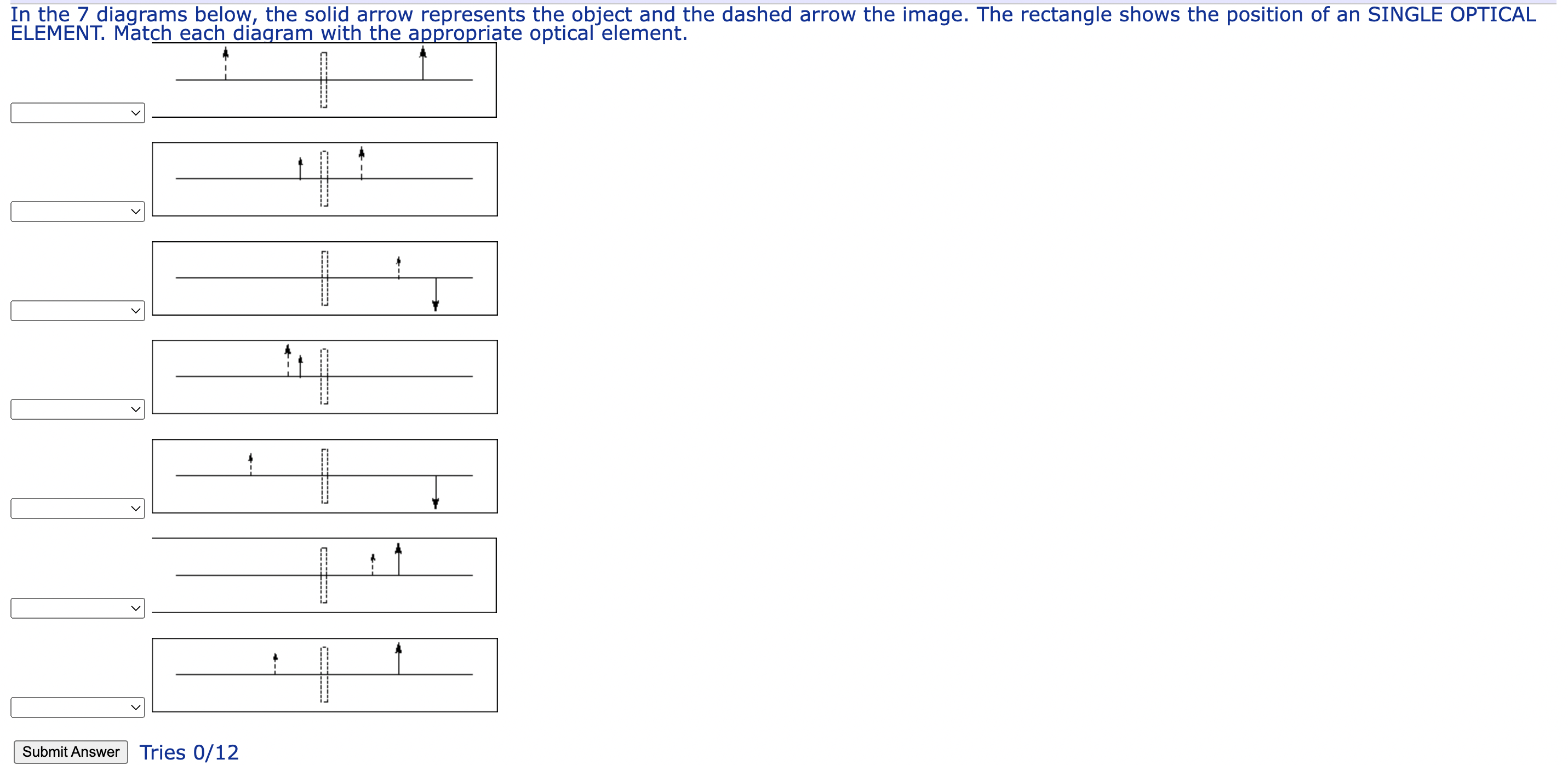Solved In the 7 diagrams below, the solid arrow represents | Chegg.com