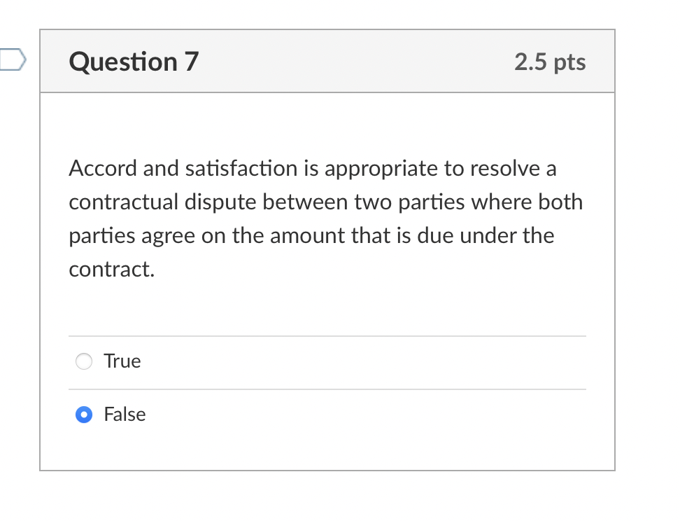 Accord and satisfaction is appropriate to resolve a