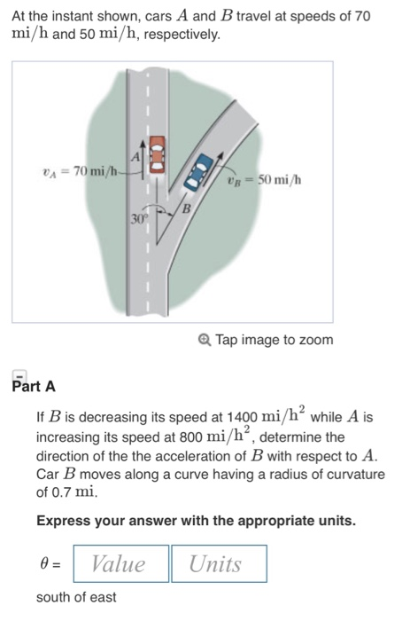 Solved At The Instant Shown, Cars A And B Travel At Speeds | Chegg.com