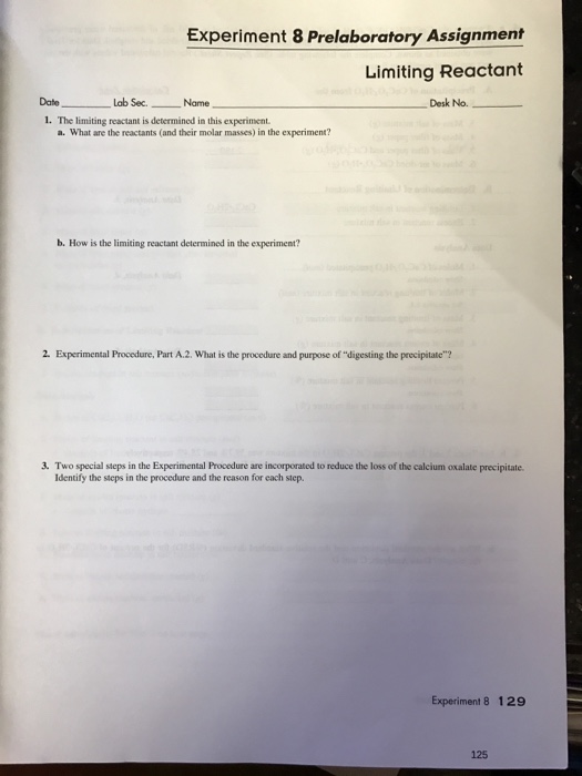 limiting reactant lab experiment