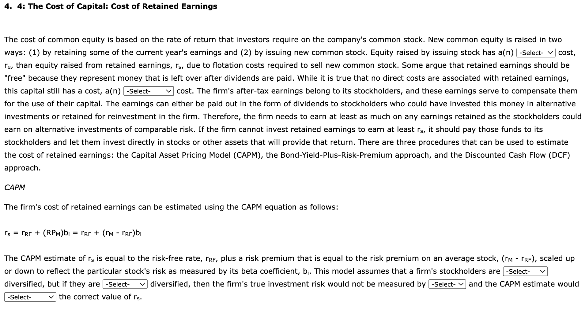 Solved The cost of common equity is based on the rate of