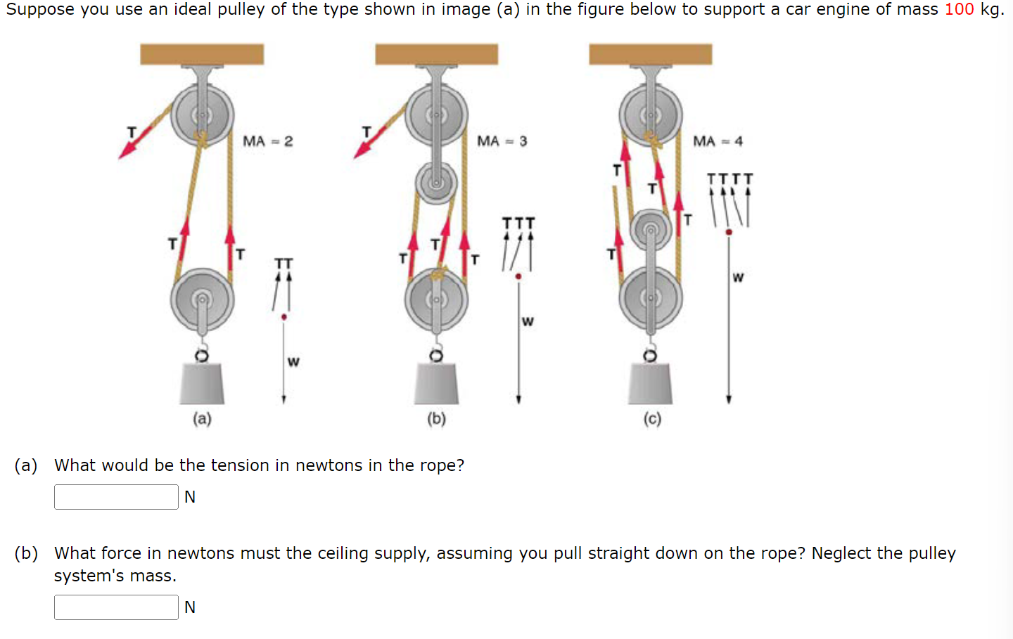 Solved Suppose you use an ideal pulley of the type shown in