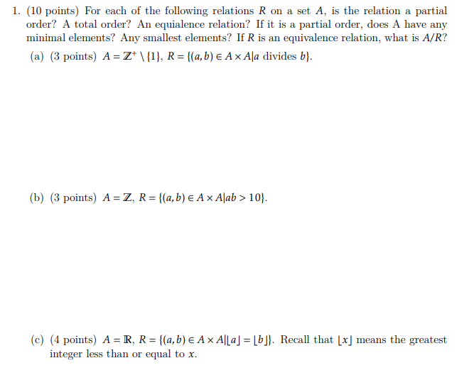 Solved 1. (10 Points) For Each Of The Following Relations R | Chegg.com