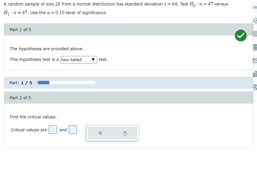 Solved A Random Sample Of Size 26 From A Normal Distribution