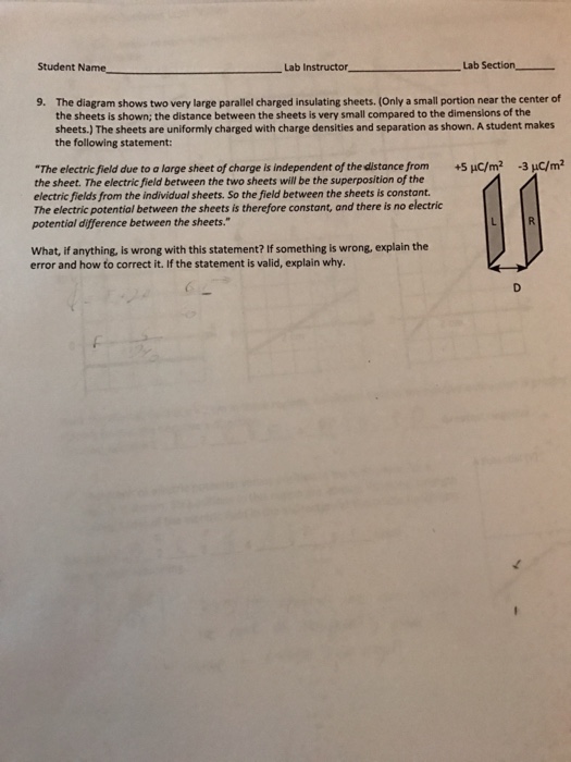 Solved The diagram shown two very large parallel charged | Chegg.com
