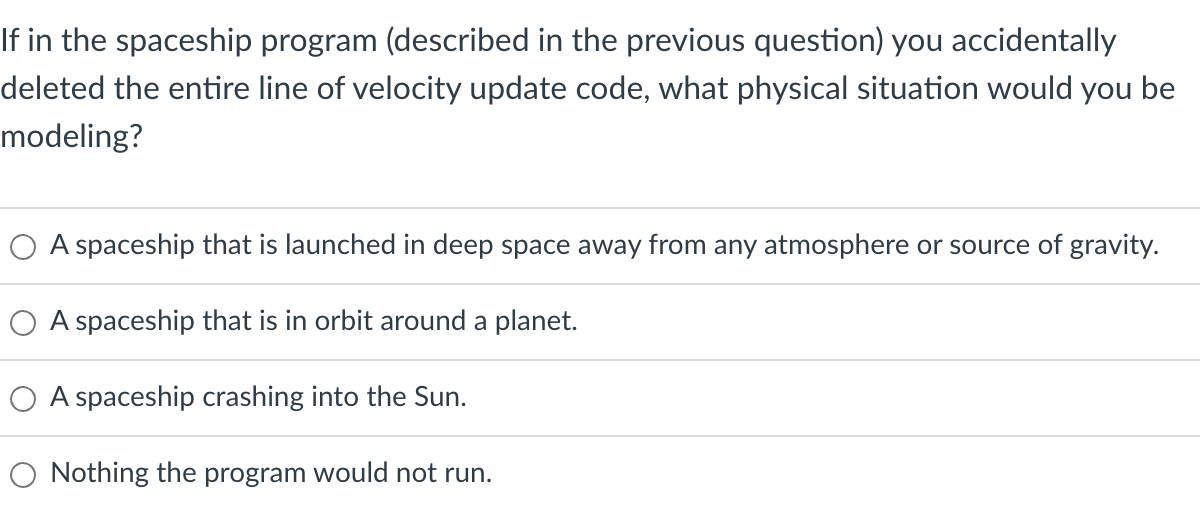 Solved If In The Spaceship Program (described In The | Chegg.com