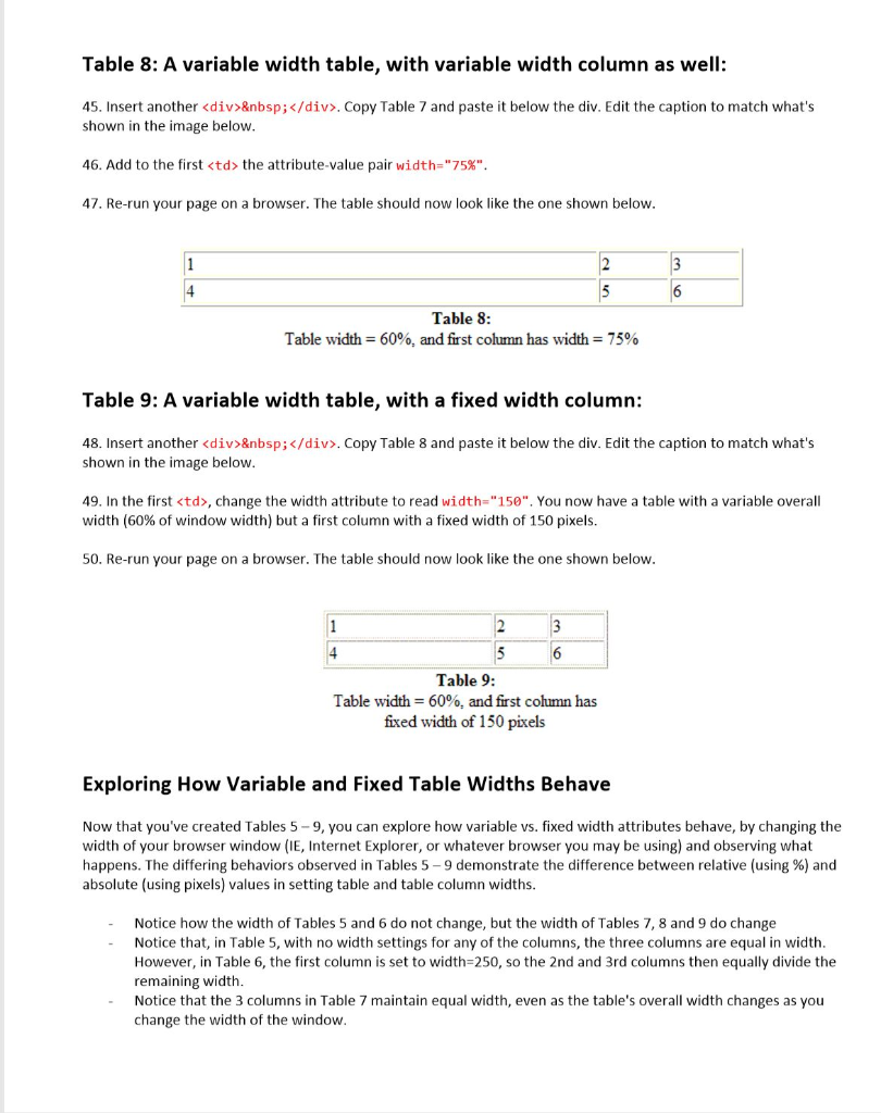 Solved Html Exercise Tables 1 Lab Assignment Overview I