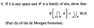 Solved 9. If S is any space and is a family of sets, show | Chegg.com