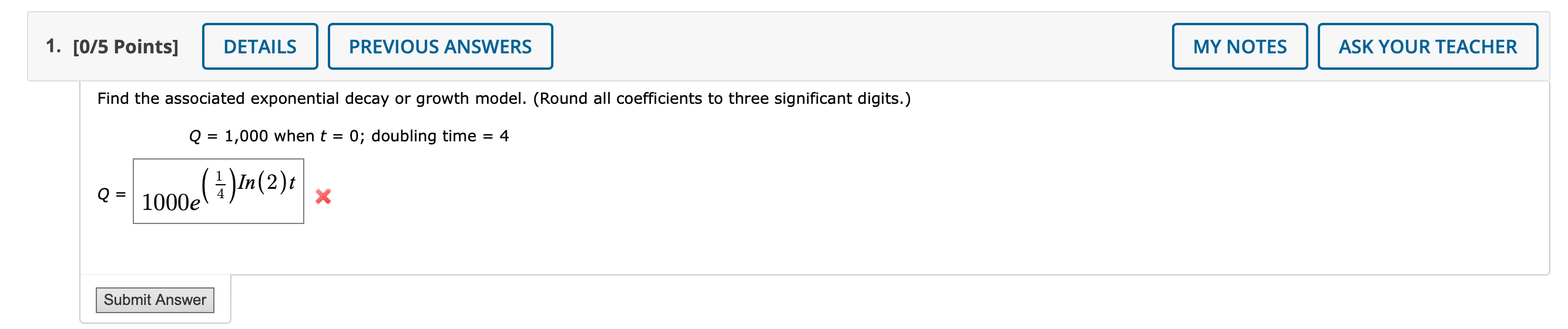 Solved Find the associated exponential decay or growth | Chegg.com