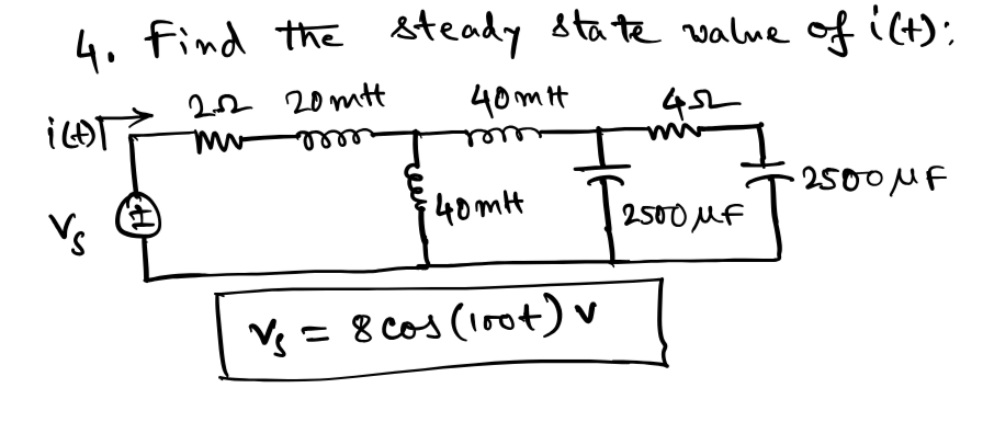 Solved Find the steady state value of i(t) ﻿: | Chegg.com