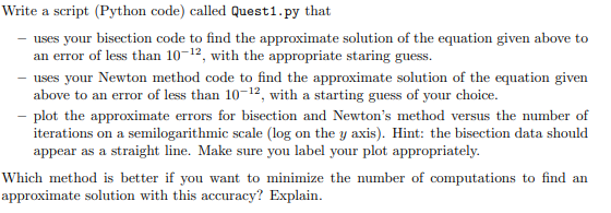 Solved non linear equation: Write out a Python function | Chegg.com