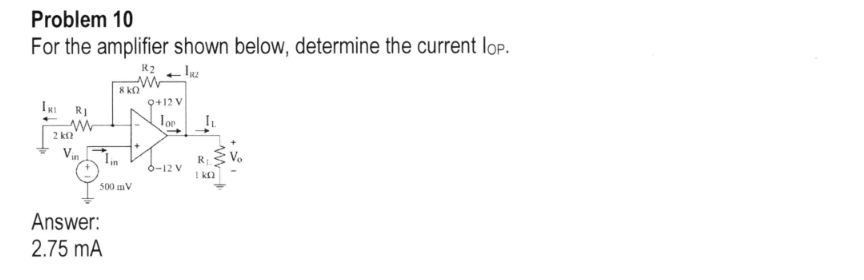 Solved Problem 10 For the amplifier shown below, determine | Chegg.com