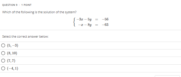 Solved QUESTION 9 - 1 ﻿POINTWhich of the following is the | Chegg.com