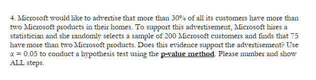 Solved 4. Microsoft Would Like To Advertise That More Than | Chegg.com