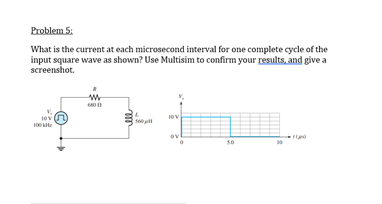 Solved Problem 5: What is the current at each microsecond | Chegg.com