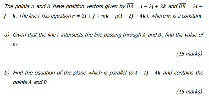 Solved The Points A And B Have Position Vectors Given By OA | Chegg.com