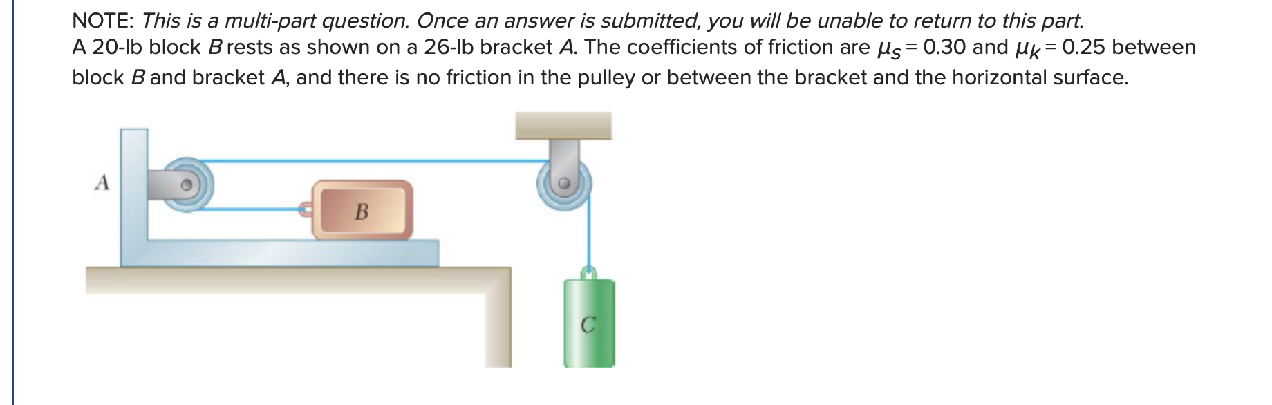 Solved (a) Determine the maximum weight of block C if block | Chegg.com