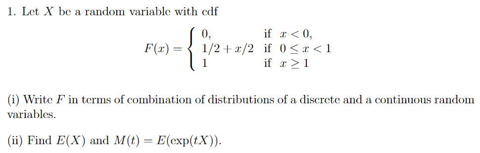 Solved 1. Let X be a random variable with cdf | Chegg.com