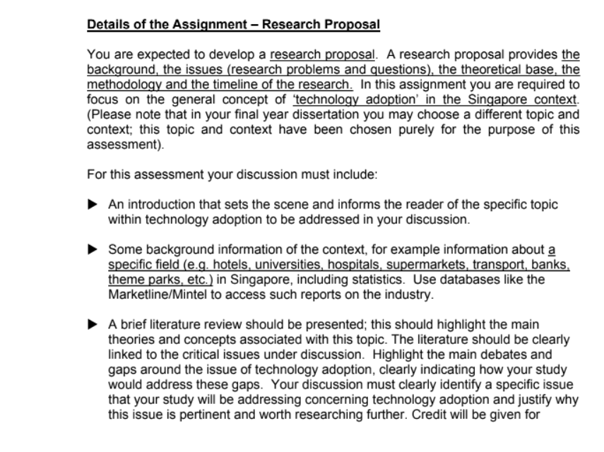 research proposal assignments