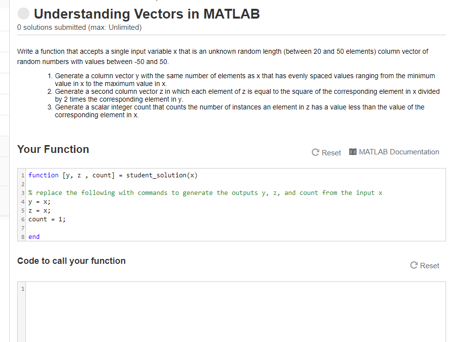 Solved Understanding Vectors in MATLAB 0 solutions submitted