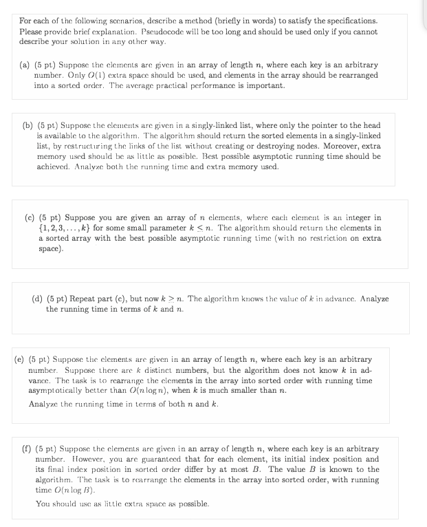 Solved For each of the following scenarios, describe a | Chegg.com