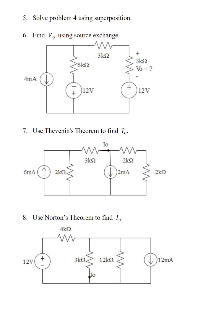 Solved Please answer the following circuit questions. Show | Chegg.com