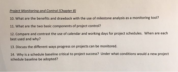 Solved Project Monitoring and Control (Chapter 8) 10. What | Chegg.com