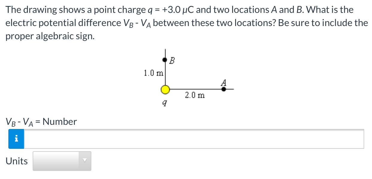 Solved The drawing shows a point charge q = +3.0 uC and two | Chegg.com