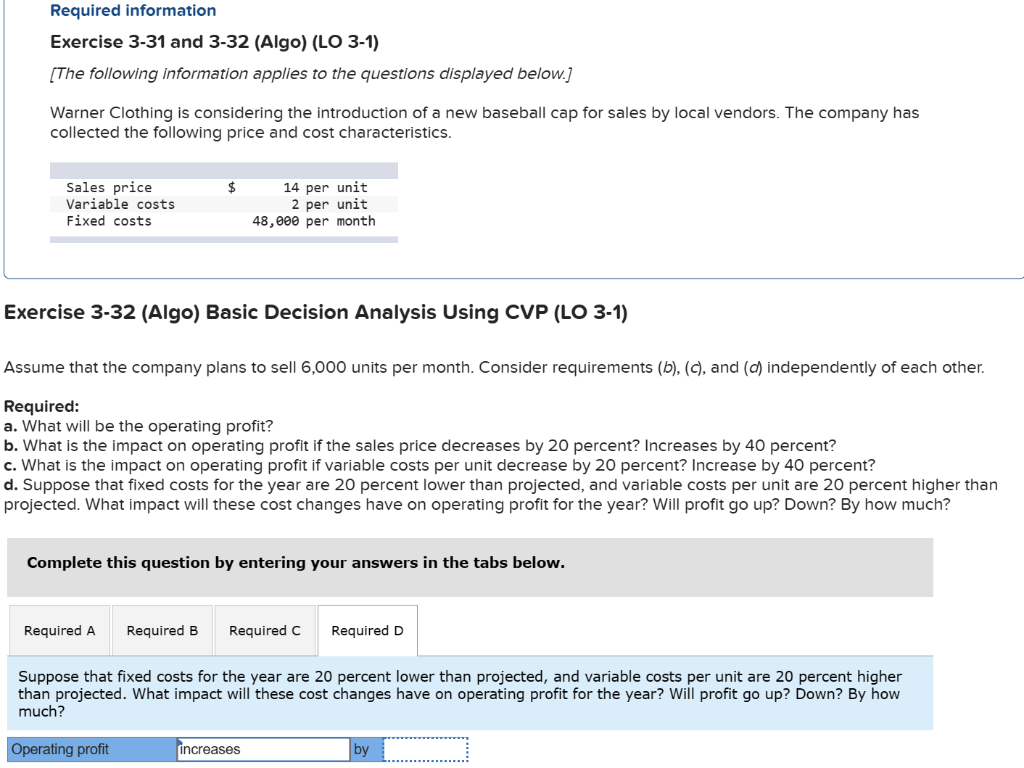 Solved Required information Exercise 3-31 and 3-32 (Algo) | Chegg.com