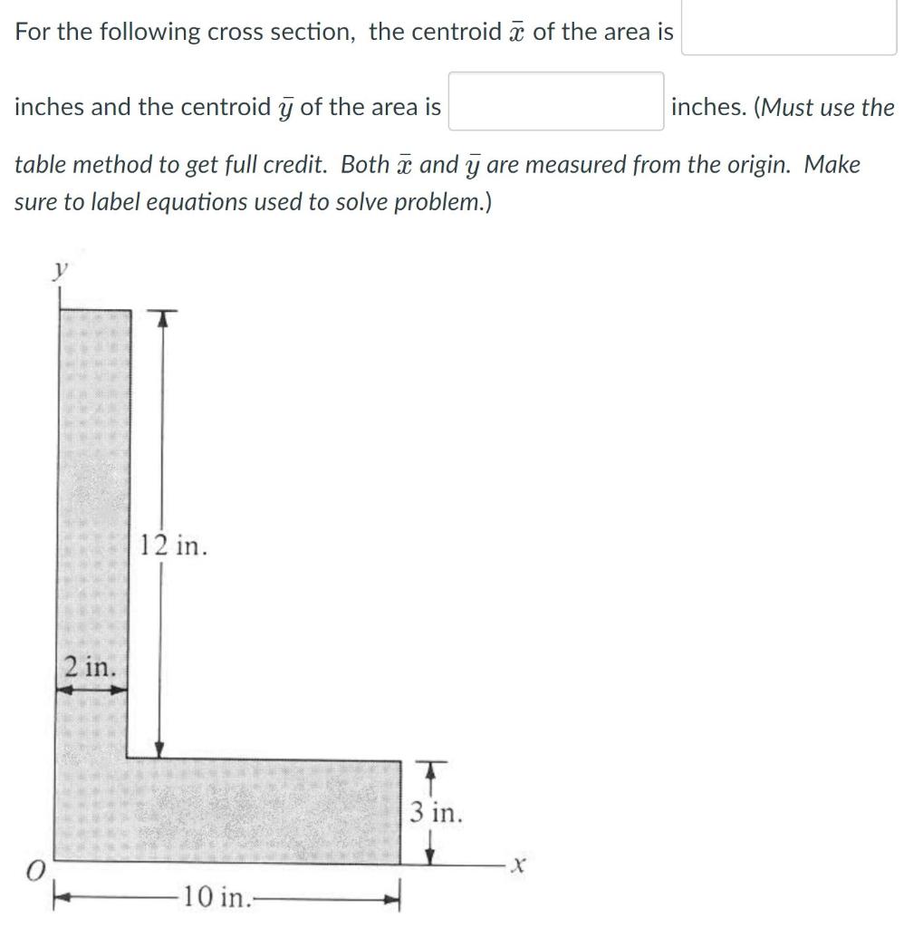 For The Following Cross Section The Centroid A Of Chegg Com