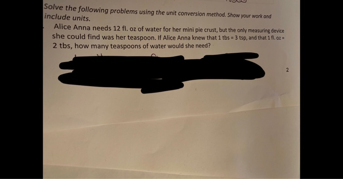 Solved Solve the following problems using the unit | Chegg.com