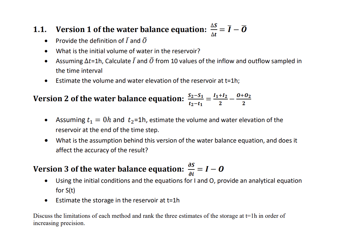 1.1. Version 1 of the water balance equation ∆𝑺 ∆𝒕
