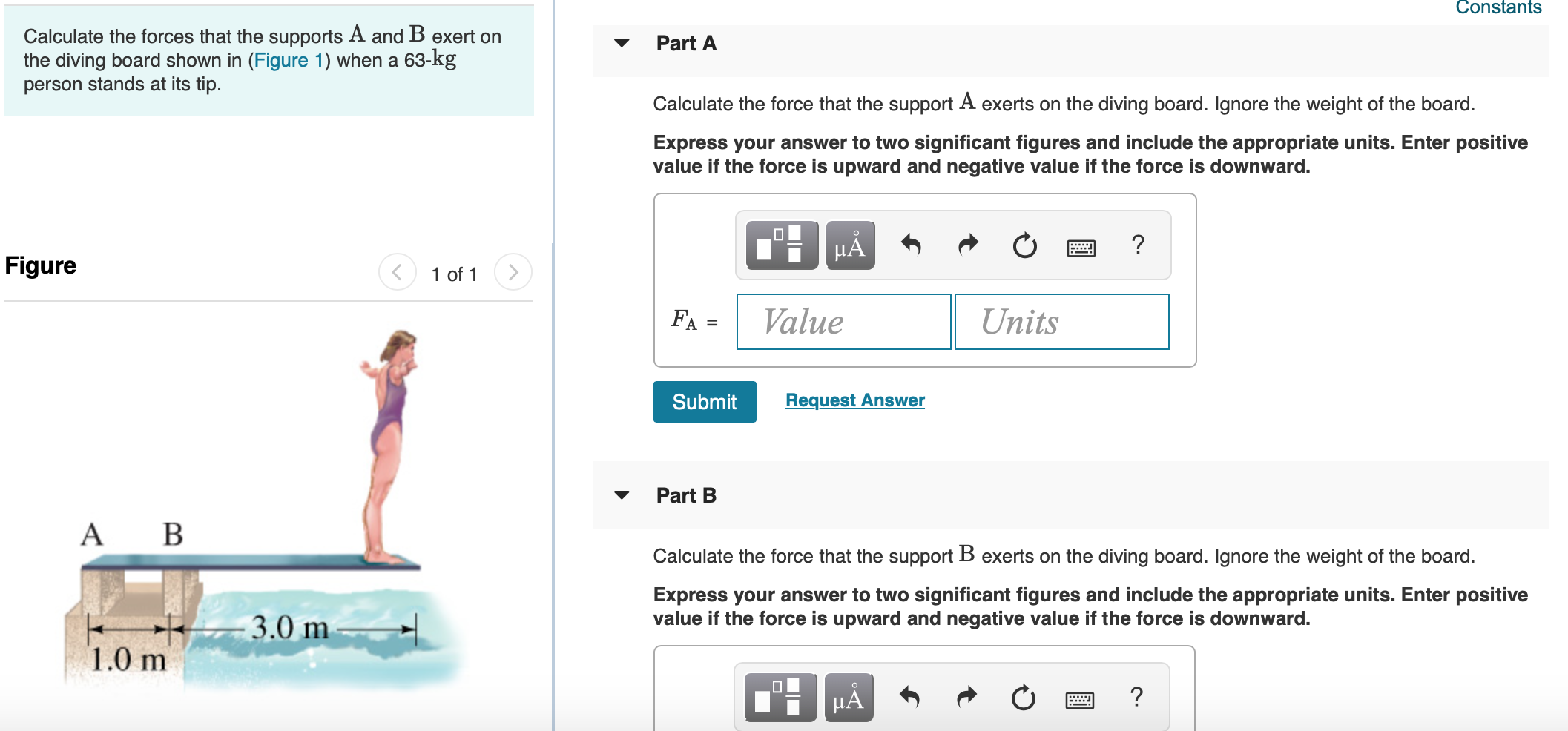 Solved Constants Part A Calculate the forces that the