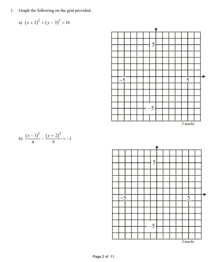 Solved 1 Graph The Following On The Grid Provided A X Chegg Com