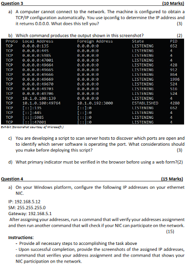 Solved a) A computer cannot connect to the network. The | Chegg.com