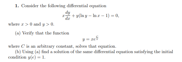Solved C 1. Consider the following differential equation dy | Chegg.com