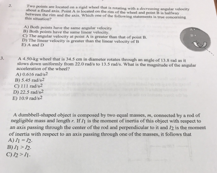 Solved 2. Two points are located on a rigid wheel that is | Chegg.com