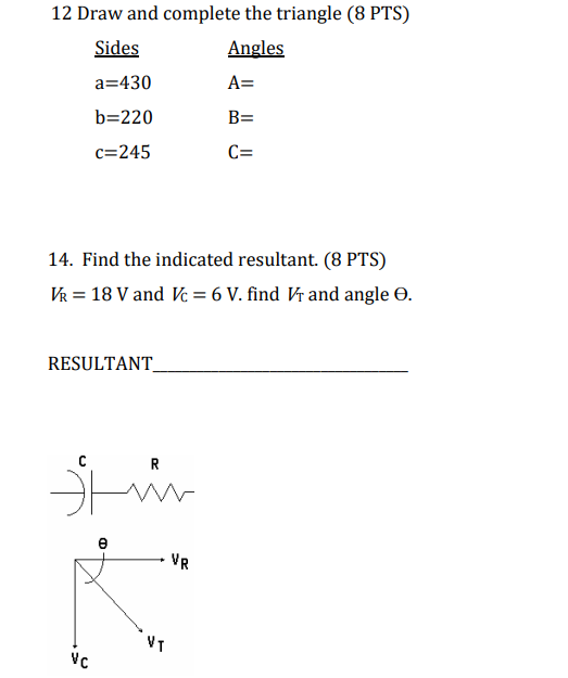 Solved 12 Draw and complete the triangle (8 PTS) Sides | Chegg.com