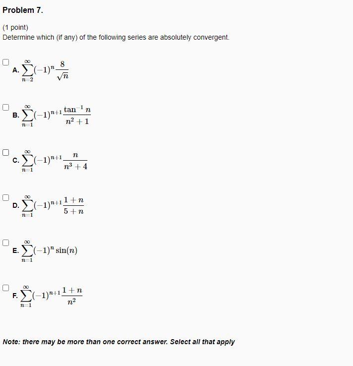 Solved Problem 7 1 Point Determine Which If Any Of T Chegg Com