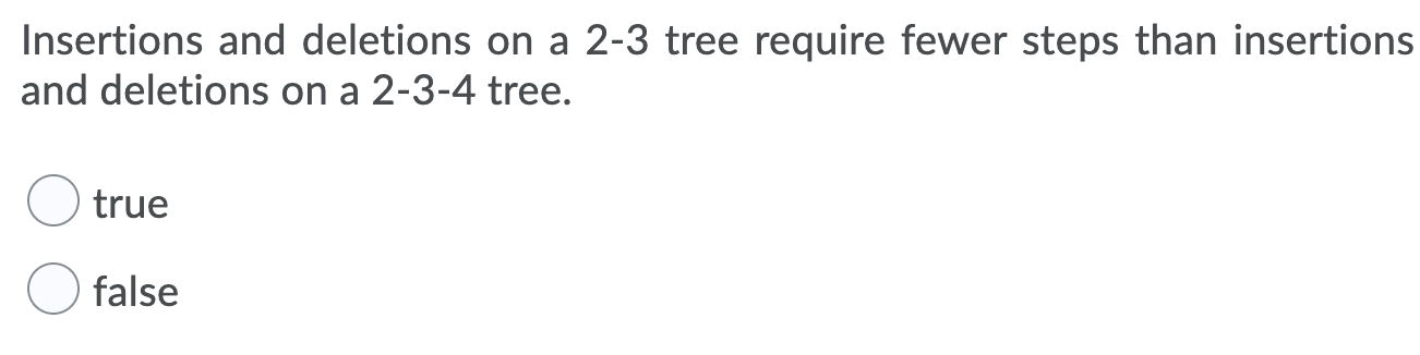Solved An AVL tree is a balanced binary search tree O true O | Chegg.com