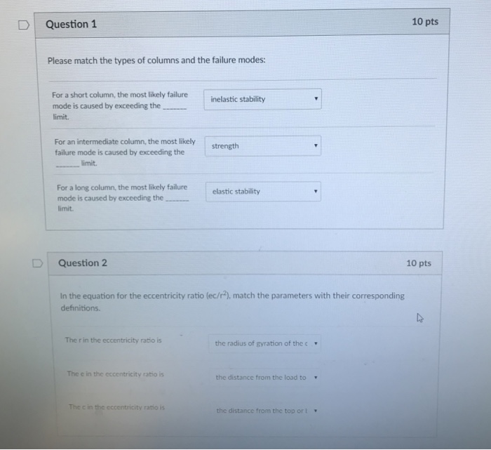Solved D | Question 1 10 pts Please match the types of | Chegg.com