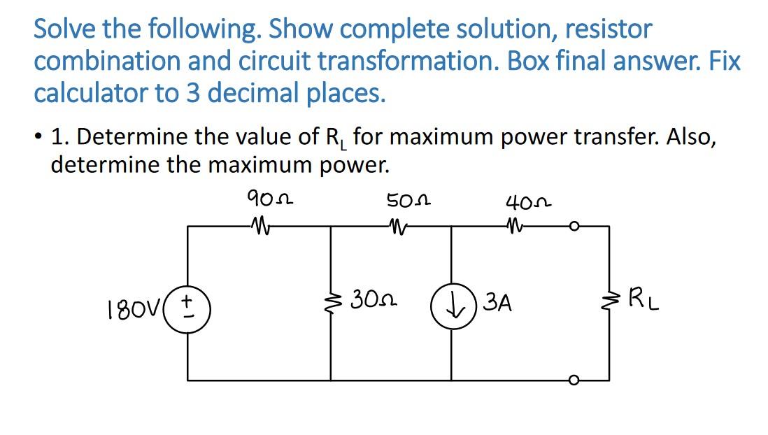 Solved Solve The Following. Show Complete Solution, Resistor | Chegg.com